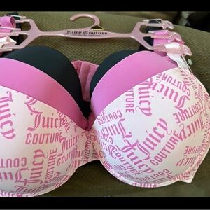 Juicy Couture Pink and Black Logo Bra